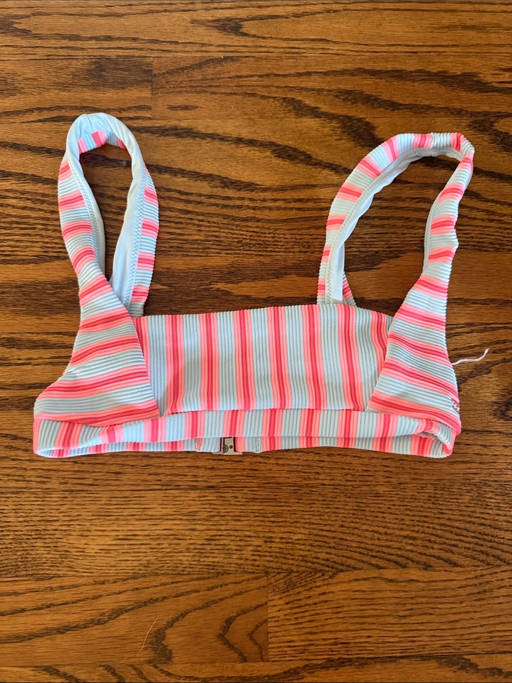 Roxy Pink and Light Blue Striped Bikini Top